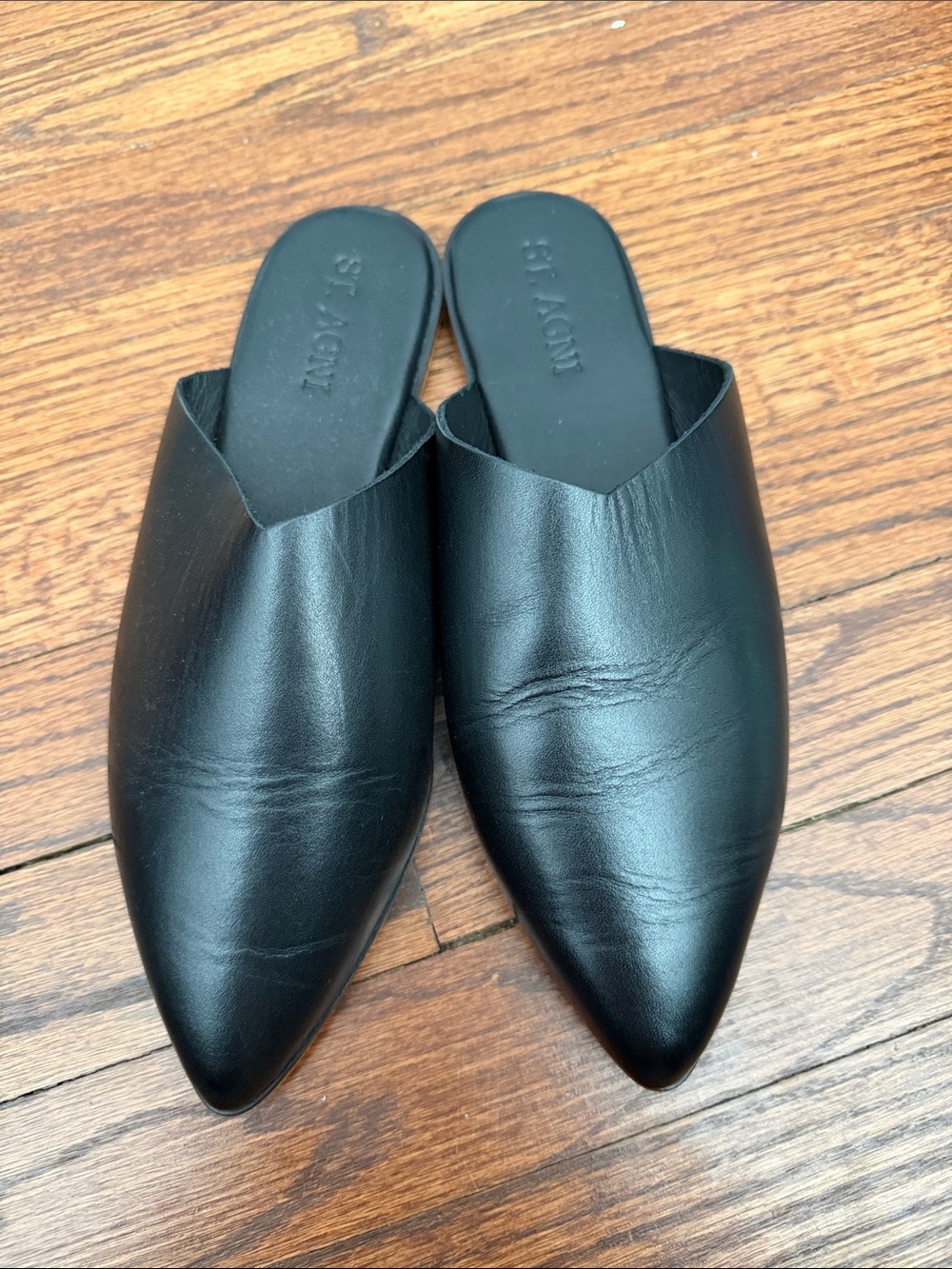 St. Agni Zuri Leather Flat Mules, NWOB